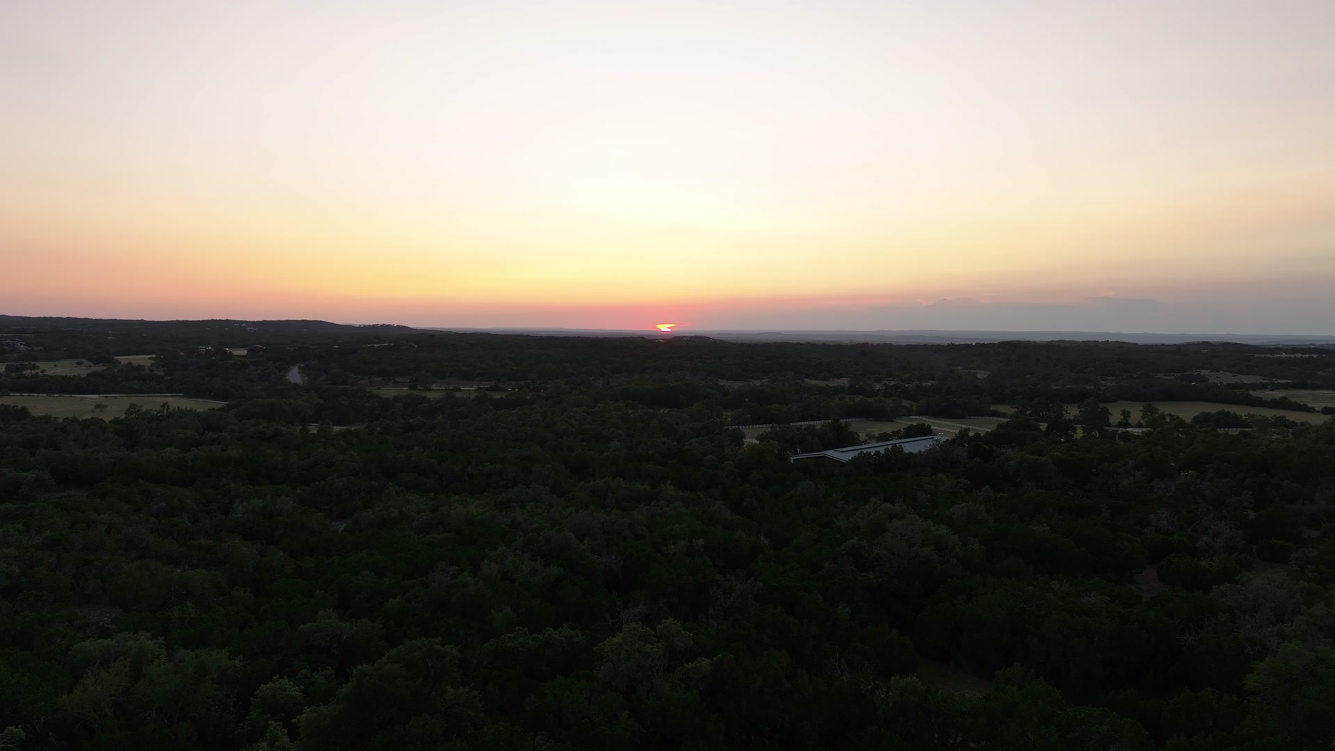 Texas Hill Country landscape at sunset